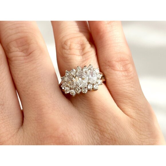 Cocktail Style Multi Gemstone Chunky 925 Sterling Silver Vintage Ring - sz 7 - Picture 12 of 16